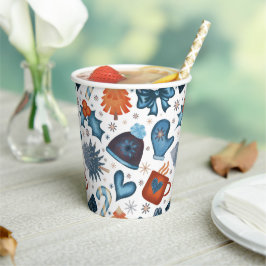 Feestelijke Waterverf Winter Kerstpatroon Papieren Bekers