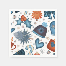 Feestelijke Waterverf Winter Kerstpatroon Servet