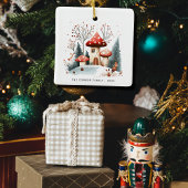 Feestelijke Waterverf Winter Woodland Mushrooms Fo Keramisch Ornament