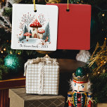 Feestelijke Waterverf Winter Woodland Mushrooms Keramisch Ornament<br><div class="desc">Voor de familie kerstboom dit feestelijke seizoen. Personaliseer met uw tekstkeuze onder het hoofdontwerp op de voorkant.</div>