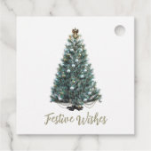 Feestelijke wensen. Kerstboomontwerp Bedankjes Labels (Achterkant)
