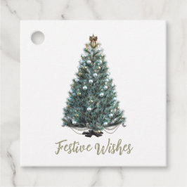 Feestelijke wensen. Kerstboomontwerp Bedankjes Labels