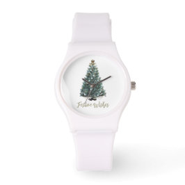 Feestelijke wensen. Kerstboomontwerp Horloge