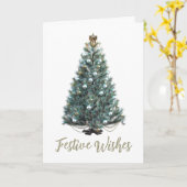 Feestelijke wensen. Kerstboomontwerp Kaart (Gele Bloem)