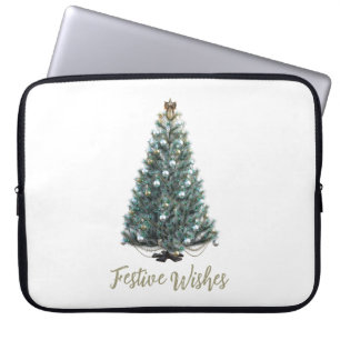 Feestelijke wensen. Kerstboomontwerp Laptop Sleeve