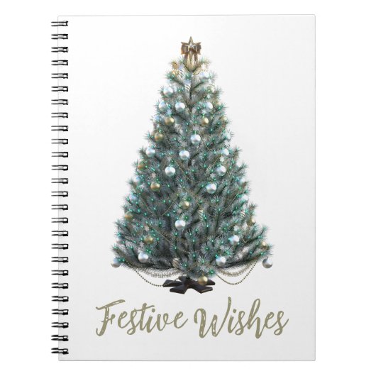 Feestelijke wensen. Kerstboomontwerp Notitieboek (Voorkant)