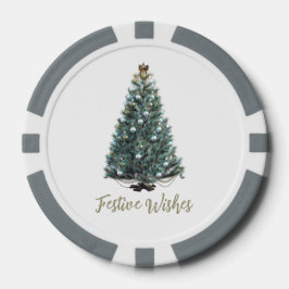 Feestelijke wensen. Kerstboomontwerp Poker Chips