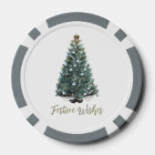 Feestelijke wensen. Kerstboomontwerp Poker Chips (Achterkant)
