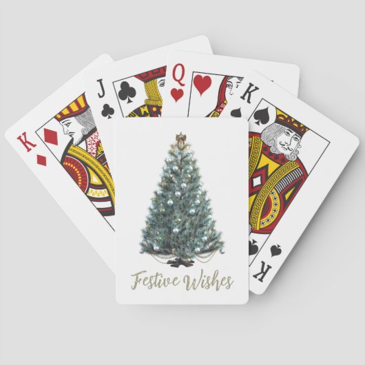 Feestelijke wensen. Kerstboomontwerp Pokerkaarten (Achterkant)