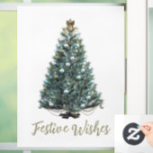 Feestelijke wensen. Kerstboomontwerp Raamsticker (Huis)