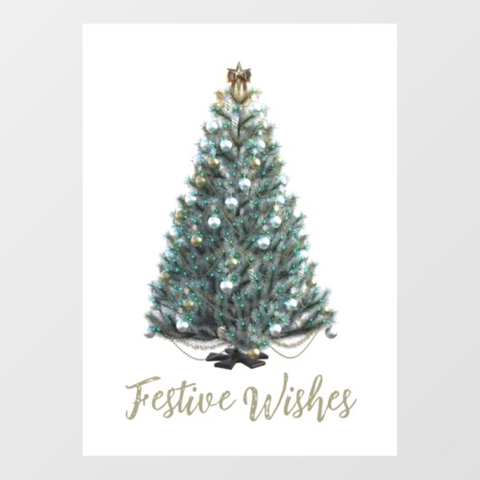 Feestelijke wensen. Kerstboomontwerp Raamsticker (Vel)