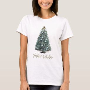 Feestelijke wensen. Kerstboomontwerp T-shirt