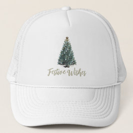 Feestelijke wensen. Kerstboomontwerp Trucker Pet