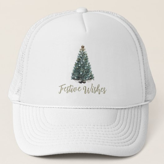 Feestelijke wensen. Kerstboomontwerp Trucker Pet (Voorkant)