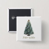 Feestelijke wensen. Kerstboomontwerp Vierkante Button 5,1 Cm (Voorkant /achterkant)