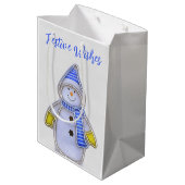 Feestelijke wensen. Sneeuwman ontwerp Medium Cadeauzakje (Achterkant Gekanteld)