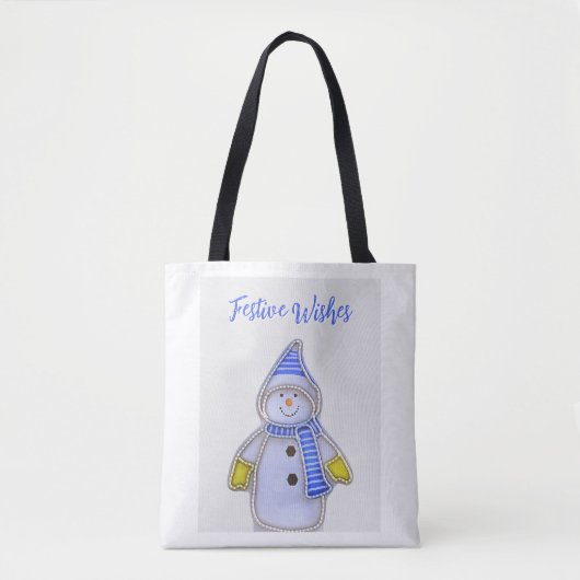 Feestelijke wensen. Sneeuwman ontwerp Tote Bag (Voorkant)