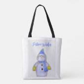Feestelijke wensen. Sneeuwman ontwerp Tote Bag (Achterkant)