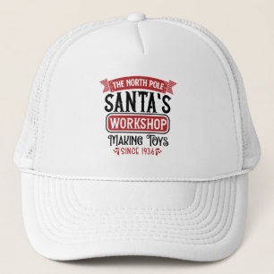 Feestelijke werkplaats van Kerstman op de Noordpoo Trucker Pet