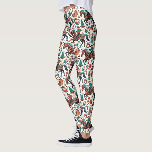 Feestelijke Westerne Cowgirl Kerst Leggings (Links)
