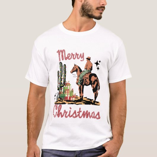 feestelijke Westerne kerstfeestdag T-shirt (Voorkant)