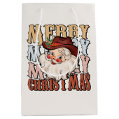 feestelijke Westerne kerstkerstkerstman Medium Cadeauzakje (Voorkant)