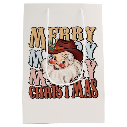 feestelijke Westerne kerstkerstkerstman Medium Cadeauzakje (Achterkant)