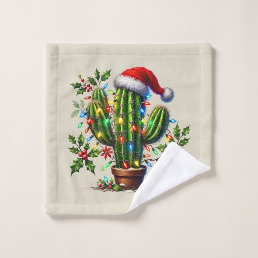 Feestelijke westerse kerstcactus washandje (Wasdoekje)