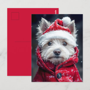 Feestelijke Westie in de sneeuw Briefkaart