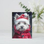 Feestelijke Westie in de sneeuw Briefkaart (Staand voorkant)