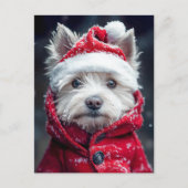 Feestelijke Westie in de sneeuw Briefkaart (Voorkant)
