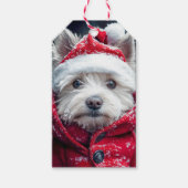 Feestelijke Westie in de sneeuw Cadeaulabel (Voorkant)