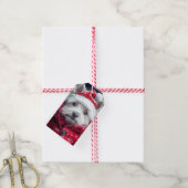 Feestelijke Westie in de sneeuw Cadeaulabel (Met Touw)
