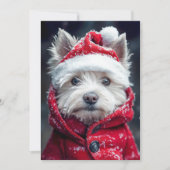 Feestelijke Westie in de Sneeuw Kaart (Voorkant)