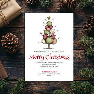 Feestelijke whimische kerstboom wenskaart feestdagenkaart