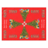 Feestelijke Whimsical Kerstboom Grappige Rendieren Tafelkleed (Voorkant (Horizontaal))
