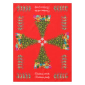 Feestelijke Whimsical Kerstboom Grappige Rendieren Tafelkleed (Voorkant)