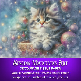 Feestelijke Whimsical Kerstboom Kat Decoupage Tissuepapier