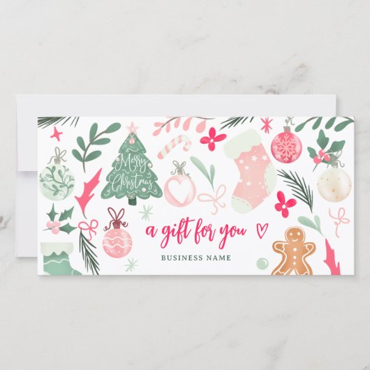 Feestelijke whimzige Kerst-logo cadeaubon (Voorkant)