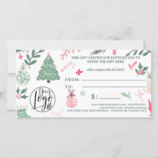 Feestelijke whimzige Kerst-logo cadeaubon (Achterkant)