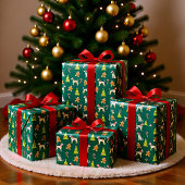 Feestelijke Whippet Kerstmis Cadeaupapier