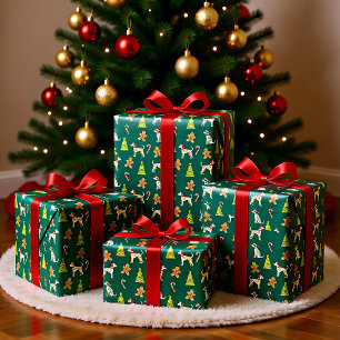 Feestelijke Whippet Kerstmis Cadeaupapier