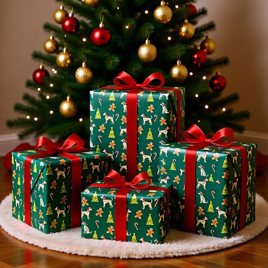 Feestelijke Whippet Kerstmis Cadeaupapier