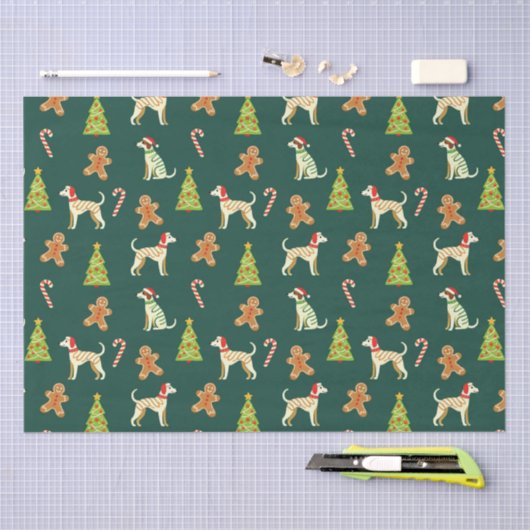 Feestelijke Whippet Kerstmis Tissuepapier (Craft)