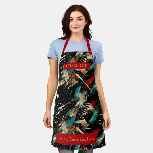 Feestelijke Winter Abstract Schort met aangepaste  (Gedragen)