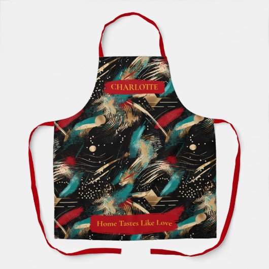 Feestelijke Winter Abstract Schort met aangepaste (Voorkant)