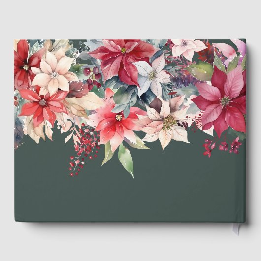 Feestelijke Winter Bloemen Kerstmis Bruiloft Gastenboek (Achterkant)