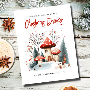 Feestelijke Winter Bos Christmas Uitnodiging