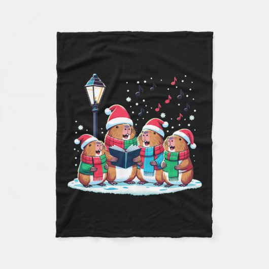 Feestelijke winter Capybara Kerstmis Fleece Deken (Voorkant)