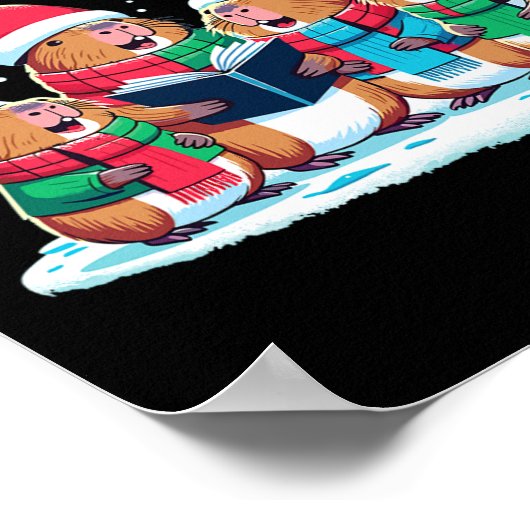 Feestelijke winter Capybara Kerstmis Poster (Hoek)